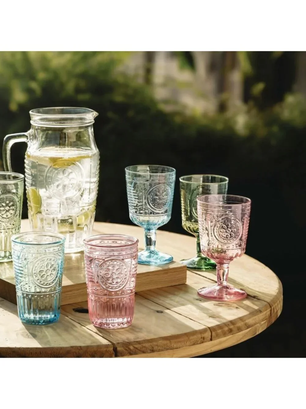 Set of 4 Pastel Green Cooler Glasses, 16 Oz Colored Crystal, Made in Italy